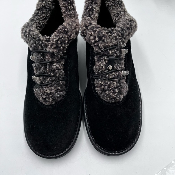 Stuart Weitzman Womens Faux Fur Lined Black Suede Leather Shoes Ankle Boots Sz 5 - Picture 4 of 16